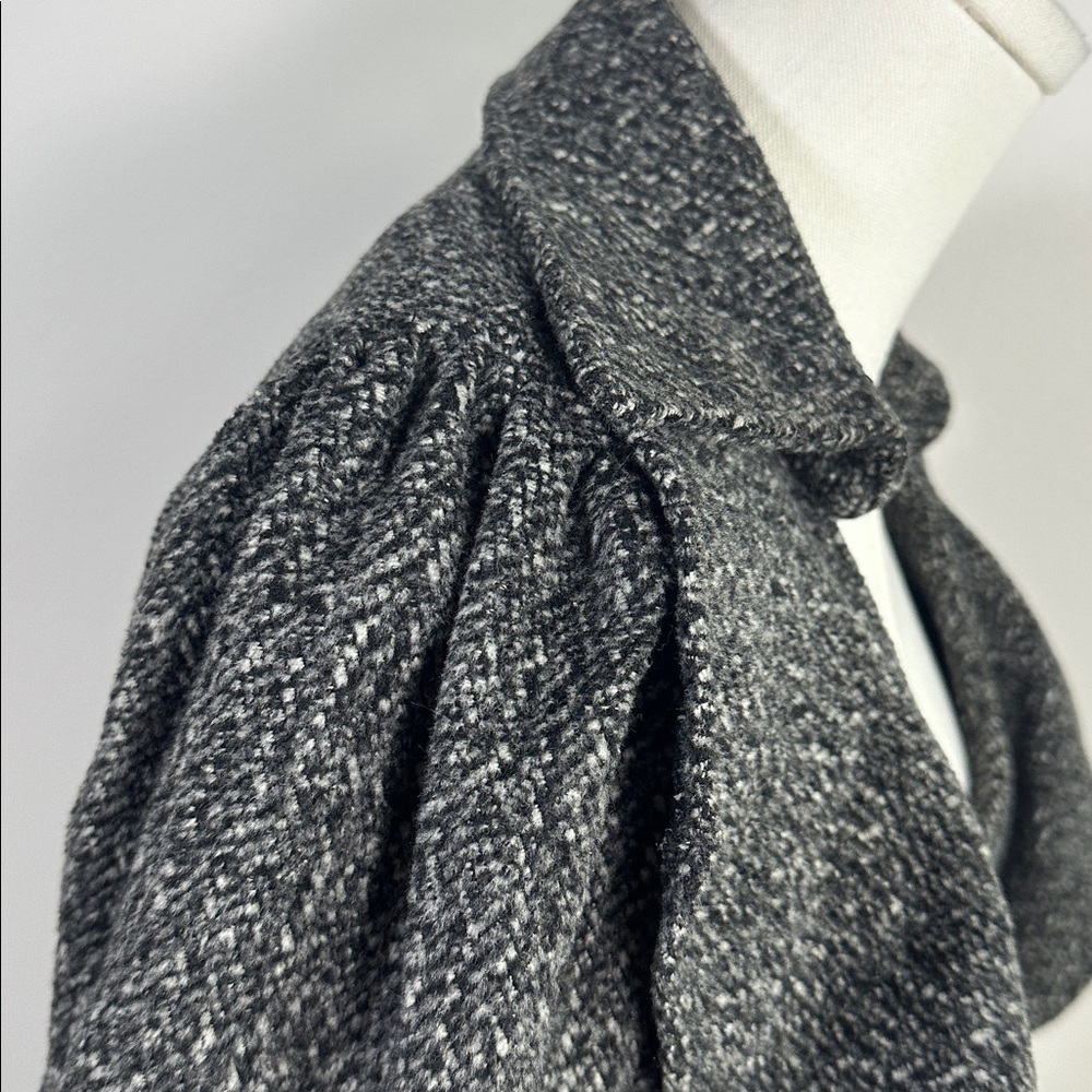 Anthropologie Ryu Feminine Tweed‎ Wool Blend Ruffled Tailored Chic Coat L Gray - Picture 4 of 9